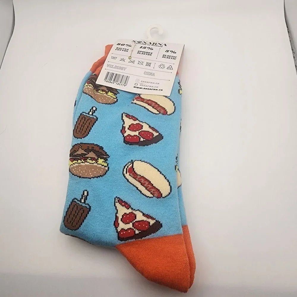 NWT Soxarna Blue & Orange Food Socks